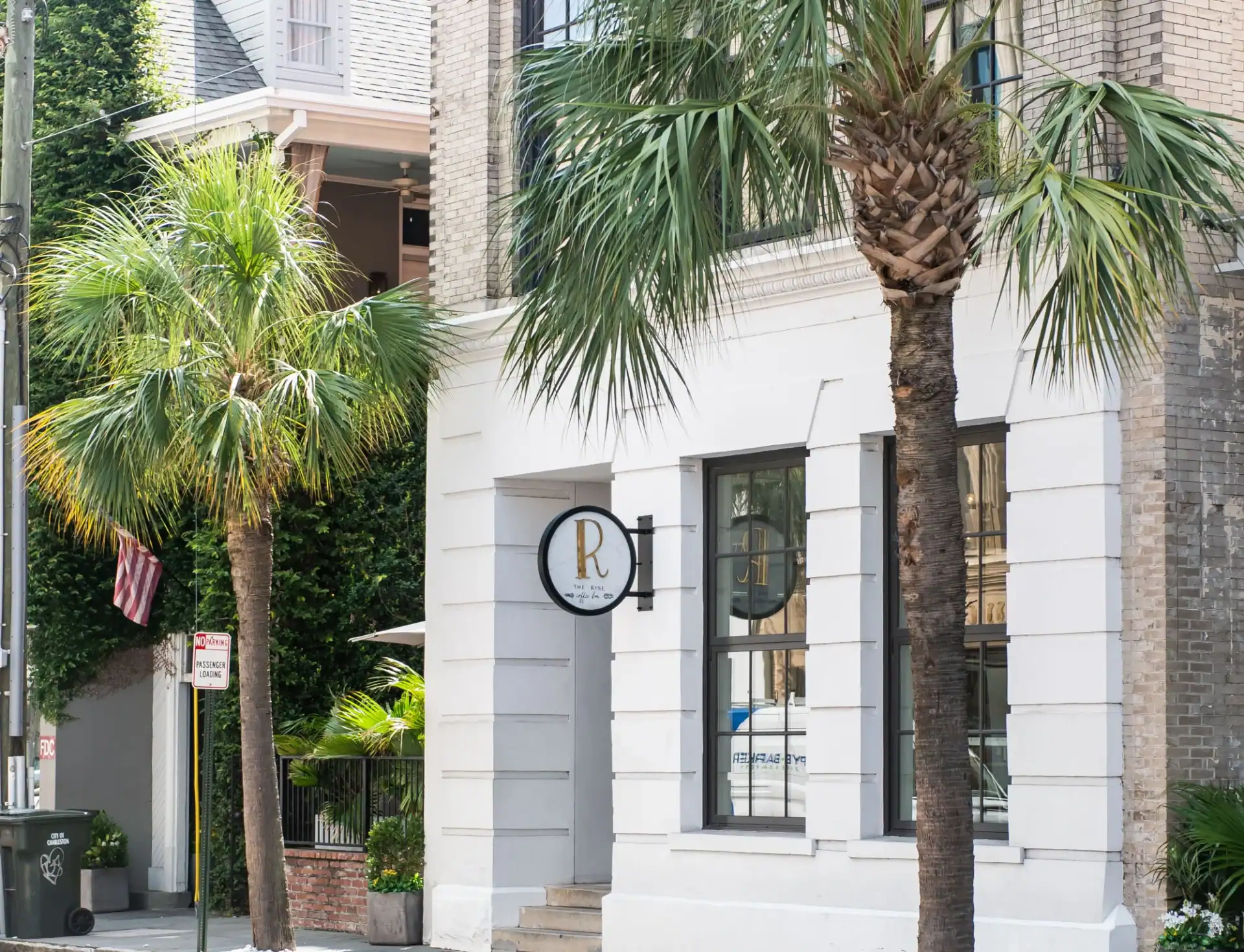 Exterior of The Rise coffee shop in downtown Charleston