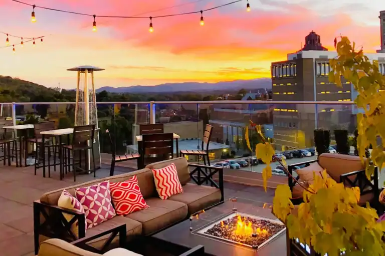 rooftop season in Charleston and Asheville, Fall in Ahseville, rooftop views in fall